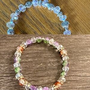 New Handcrafted Set of 3 Crystal Beaded Stretchy Bracelets